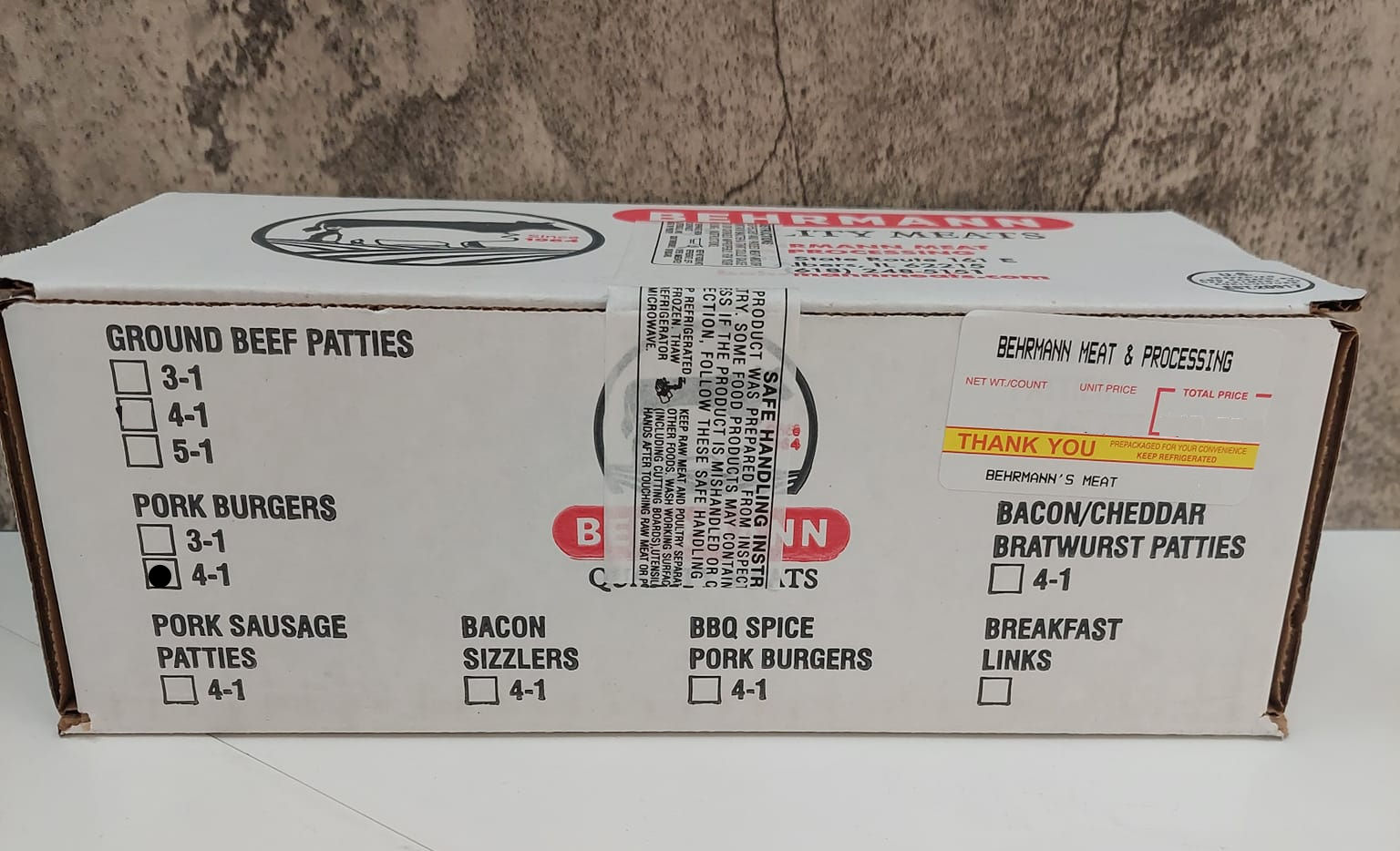 Box of Pork Burgers