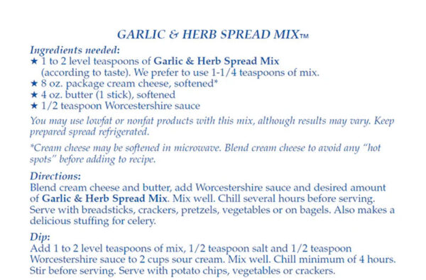 Country Home Creations - Garlic & Herb Spread Mix - Image 4